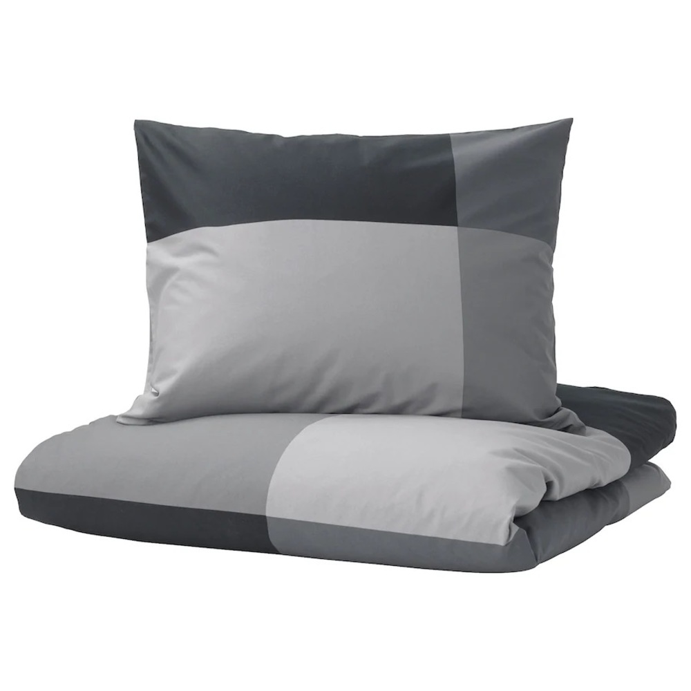 IKEA BRUNKRISSLA Duvet cover and pillowcase(s), Set Black, King, Cotton NEW